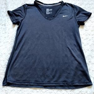 Nike Black Dri Fit V-neck wicking workout shirt - Large